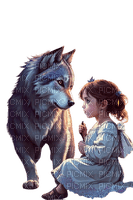 Girl and wolf, fantasy - PNG gratuit