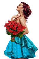 Woman with roses. Leila - gratis png