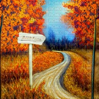 Autumn Path with Sign - ücretsiz png