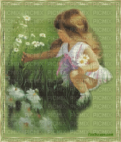 Girl with Flowers - Free animated GIF