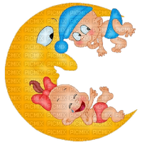 Kaz_Creations Funny Cartoon Babies On Moon - gratis png