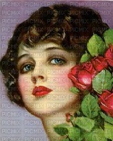 lady woman vintage roses red - png ฟรี