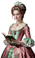 vintage woman green pink book - png gratis