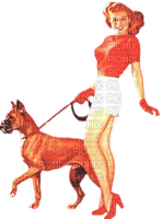 Vintage Pin up with Dog - PNG gratuit