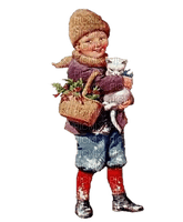niño gato blanco invierno navidad  dubravka4 - PNG gratuit