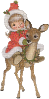 girl & reindeer - Безплатен анимиран GIF