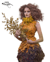 woman with autumn dress - gratis png