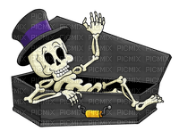 Kaz_Creations Halloween Skeleton In Coffin - Free PNG