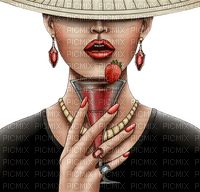Woman Strawberry Hat Drink - Bogusia - ücretsiz png
