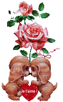 собачки,сердце,розы - Animovaný GIF zadarmo