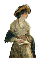 woman vintage reading book spring summer - Free PNG