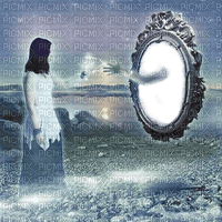 woman femme frau sea mer fantasy paysage landscape fond background spring summer  fantaisie tube mirror miroir - Free PNG