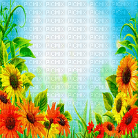 Y.A.M._Summer landscape background flowers - 無料png