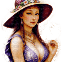 springtimes woman lady hat flowers - Free PNG
