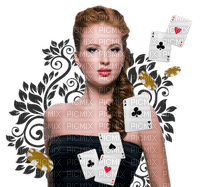 woman playing cards bp - zdarma png