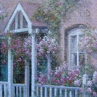 kikkapink vintage spring house background - Free PNG