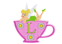 Kaz_Creations Alphabets Tinkerbell On Cup Letter L - kostenlos png