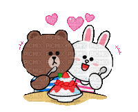 brown_&_cony love bunny bear brown cony gif anime animated animation tube cartoon liebe cher heart coeur - GIF เคลื่อนไหวฟรี
