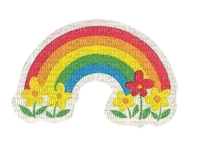 Vintage Rainbow Sticker Flowers - PNG gratuit