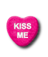 Kiss Me.Candy.Heart.White.Pink - Free PNG