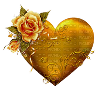 hjärta-guld-blomma---Heart-gold flower - PNG gratuit