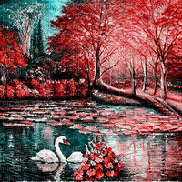 kikkapink autumn background swan lake - Ücretsiz animasyonlu GIF