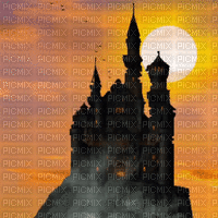 haunted castle halloween gothic dark background fond  sunset gif anime animated animation - Безплатен анимиран GIF