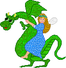 Pixel Fairy and Dragon - Free animated GIF