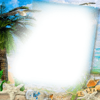 soave frame summer tropical palm beach blue brown - PNG gratuit
