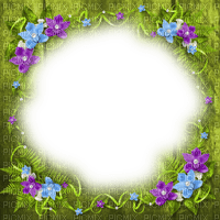 Flowers.Frame.Blue.Purple.Green - By KittyKatLuv65 - zdarma png