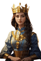 vintage woman blue gold fantasy crown - PNG gratuit