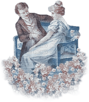 soave couple vintage spring garden flowers bench - 無料png