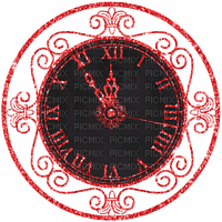 New Years.Clock.Black.Red - gratis png