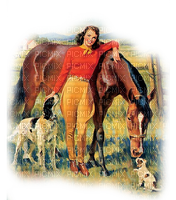 dama caballo perritos vintage dubravka4 - Free PNG