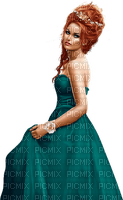 Redhead. Woman. Prom dress. Green. Summer. Leila - png grátis