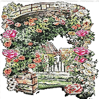casa terraza flores vintage   gif dubravka4 - GIF animado grátis