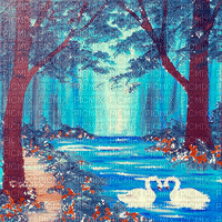 soave background animated fantasy forest lake - 無料のアニメーション GIF