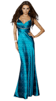 kvinna-blå-klänning - zdarma png