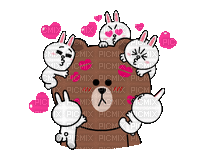 brown_&_cony love bunny bear brown cony gif anime animated animation tube cartoon liebe cher heart coeur - GIF animé gratuit