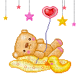 cute baby teddy bear pixel art hanging stars - Gratis geanimeerde GIF