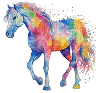 watercolor rainbow pastel horse - PNG gratuit