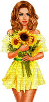 Woman And Sunflowers - darmowe png