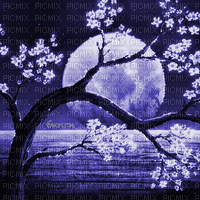 Y.A.M._Japan landscape background blue - Бесплатный анимированный гифка