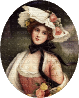 vintage woman lady girl  roses - Free animated GIF