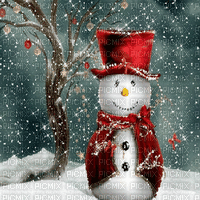 kikkapink animated snowman winter background - Gratis animeret GIF