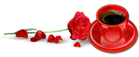 cup coffee red rose - PNG gratuit
