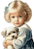 Girl with puppy's - PNG gratuit