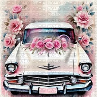 springtimes spring car vintage deco background - 免费PNG