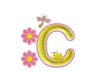 Kaz_Creations Alphabets Flowers-Bee Letter C - bezmaksas png
