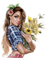 Woman. Flowers. Leila - gratis png